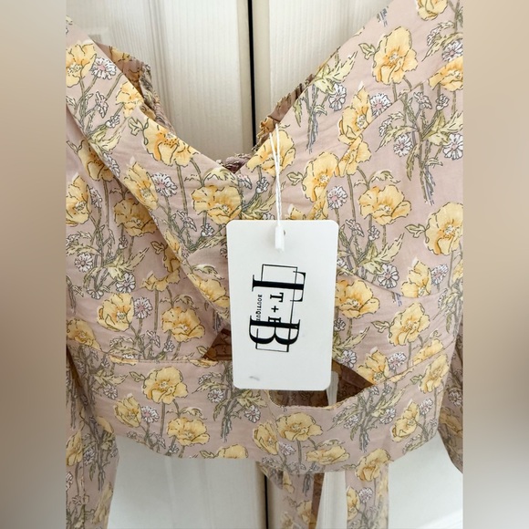 NWT Mable Chance of Sun Floral Two Piece Set Puff Sleeve Top Tiered Skirt Large - Picture 7 of 16